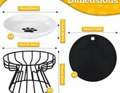 HAOYULUO SM087 – 2 ceramiczne miski dla kota na metalowym stojaku, czarne – zdjęcie 2