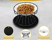 HAOYULUO SM087 – 2 ceramiczne miski dla kota na metalowym stojaku, czarne – zdjęcie 3