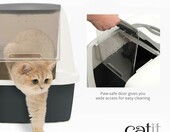 Catit 50702 – zakryta kuweta dla kota z filtrem węglowym i klapką, szara – zdjęcie 4