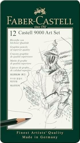 Faber-Castell Castell 9000 119065 – 12 ołówków 8B-2H w metalowym etui