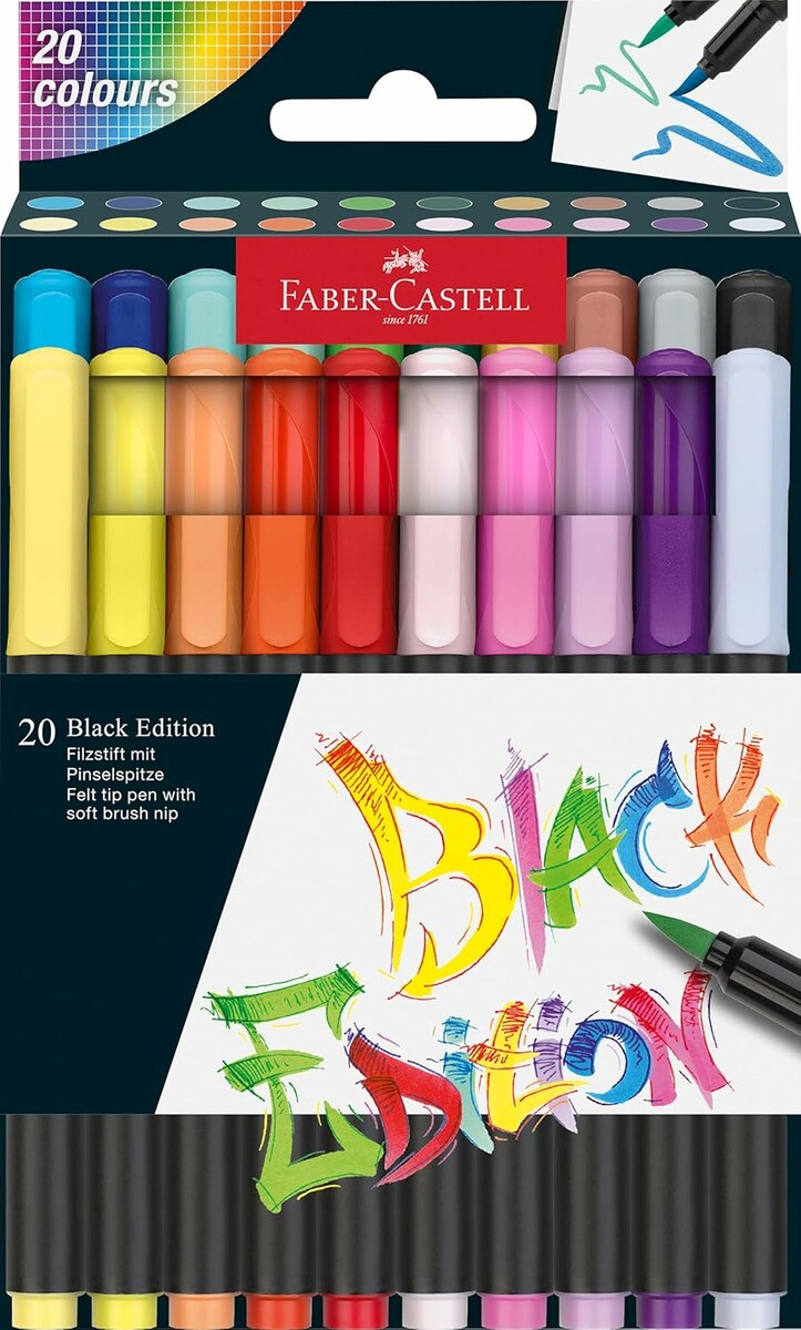Faber-Castell Black Edition 116452 – 20 pisaków pędzelkowych w kolorach