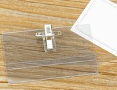 QWORK identyfikatory przezroczyste 90 x 56 mm z klipsem i agrafką, 100 sztuk – zdjęcie 4