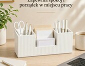 GORESE A621-EU – organizer na biurko z 4 przegródkami, sztuczna skóra, biały – zdjęcie 2