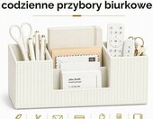 GORESE A621-EU – organizer na biurko z 4 przegródkami, sztuczna skóra, biały – zdjęcie 5