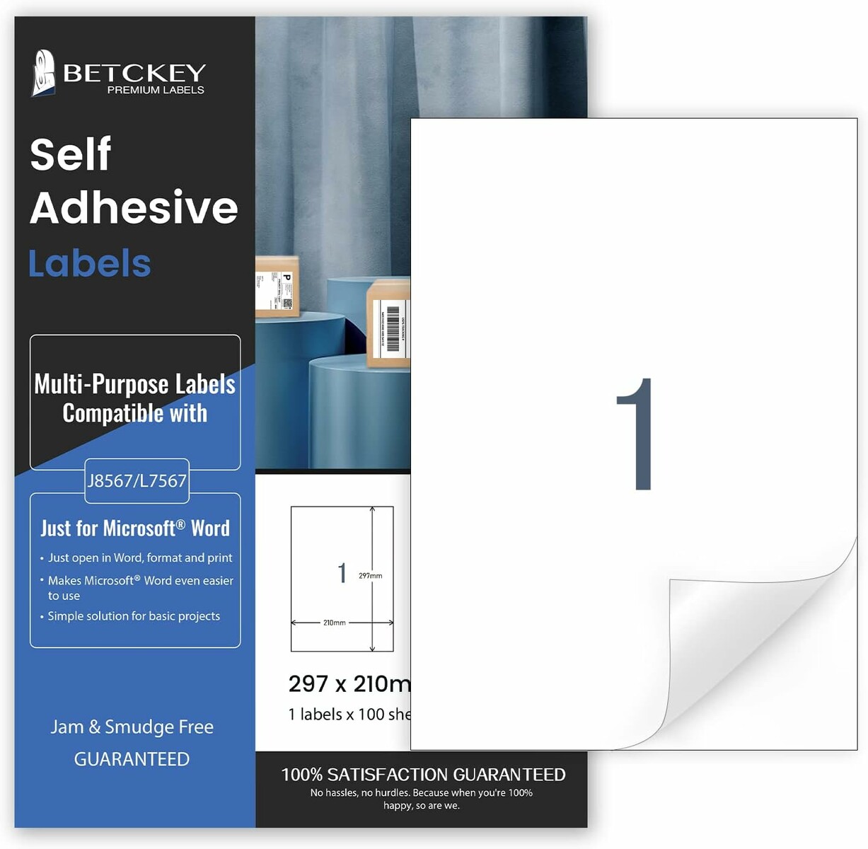 BETCKEY A40101-N-200 – etykiety samoprzylepne A4, 200 arkuszy, białe, do druku
