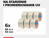 tesapack taśma pakowa przezroczysta 50 mm x 66 m – 6 rolek, ciche rozwijanie – zdjęcie 3