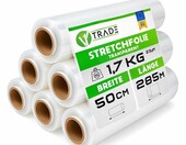 V1 Trade folia stretch 50 cm x 285 m, 23 mikrony – 6 rolek, przezroczysta – zdjęcie 1