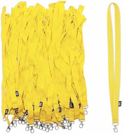 QENTANOVA smycze do identyfikatorów – zestaw 50 sztuk, 45 cm, żółte