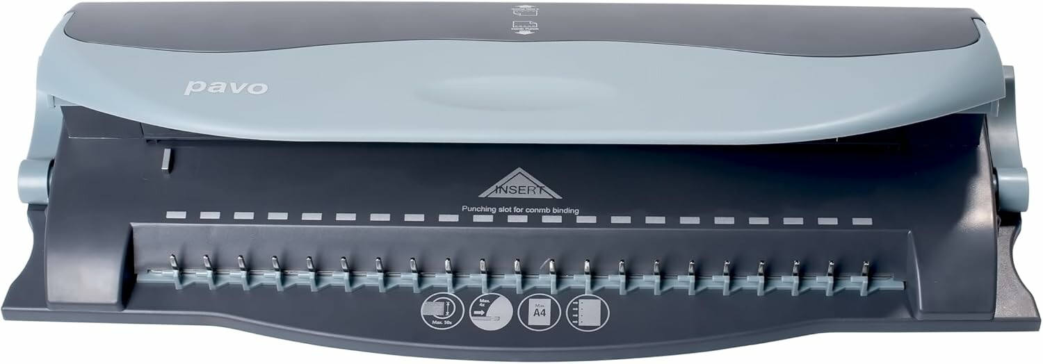 Pavo 8000012 – bindownica grzebieniowa z dziurkaczem, do 100 kartek A4