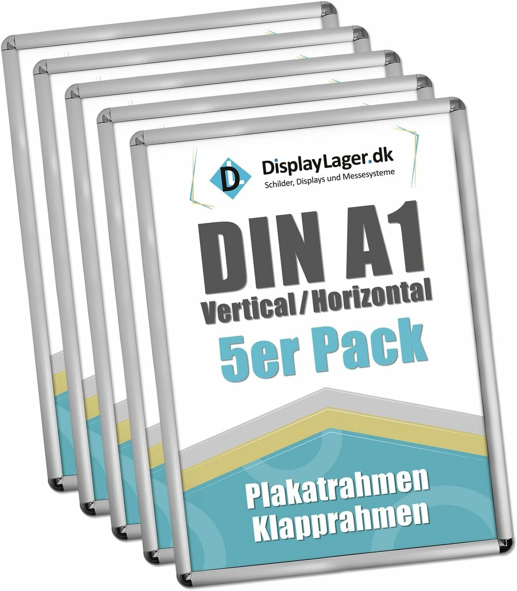 DisplayLager Rondo ramki plakatowe A1 – aluminiowe, zestaw 5 szt., srebrne