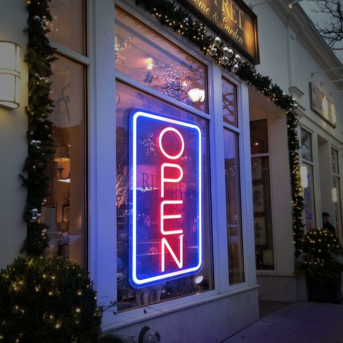 SOLIDEE Neon reklamowy OPEN LED 43,5 x 22,9 cm – szyld świetlny USB z ściemniaczem