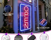 SOLIDEE Neon reklamowy OPEN LED 43,5 x 22,9 cm – szyld świetlny USB z ściemniaczem – zdjęcie 4