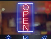 SOLIDEE Neon reklamowy OPEN LED 43,5 x 22,9 cm – szyld świetlny USB z ściemniaczem – zdjęcie 5