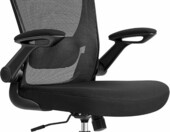 SONGMICS OBN047B01 – ergonomiczne krzesło biurowe z siatki i zagłówkiem, czarne – zdjęcie 1