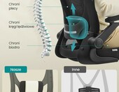 SONGMICS OBN047B01 – ergonomiczne krzesło biurowe z siatki i zagłówkiem, czarne – zdjęcie 5