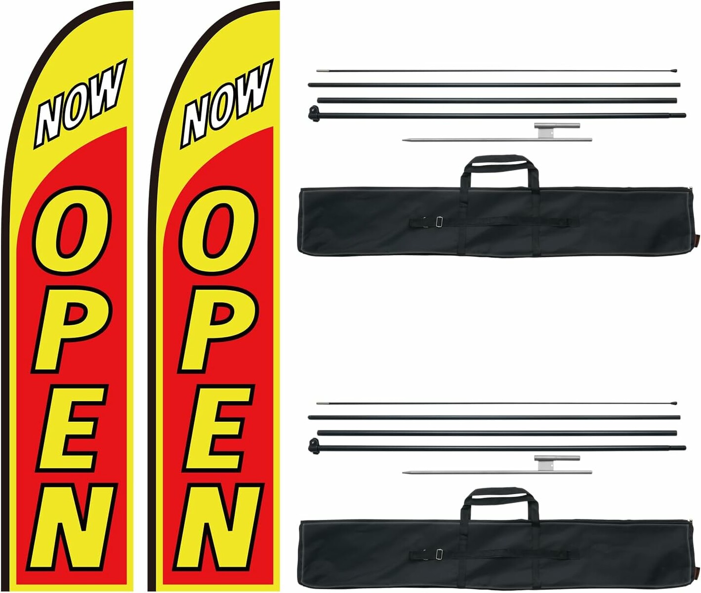 VEVOR Zestaw 2 masztów z flagami reklamowymi OPEN, wysokość 498 cm – reklama zewnętrzna
