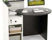 LIFEZEAL lada biurowa recepcyjna 120 x 70 x 100 cm – narożna lada z szufladą i regałem – zdjęcie 1