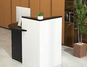 LIFEZEAL lada biurowa recepcyjna 120 x 70 x 100 cm – narożna lada z szufladą i regałem – zdjęcie 2