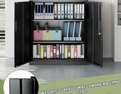 COSTWAY FT32333NWDE – metalowa szafa aktowa 80 x 40 x 91 cm, zamykana, czarna – zdjęcie 3
