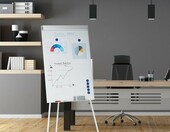 Relaxdays 10032256 – magnetyczny flipchart na trójnogu 90 x 60 cm, regulowany do 175 cm – zdjęcie 2