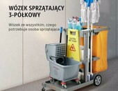 VEVOR wózek do sprzątania 3-półkowy z workiem na odpady, szary, do 90,7 kg – zdjęcie 2