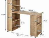 COSTWAY CB10301NADE – zestaw biurko z regałem na książki 122 x 56 x 122 cm, naturalny – zdjęcie 3