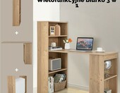 COSTWAY CB10301NADE – zestaw biurko z regałem na książki 122 x 56 x 122 cm, naturalny – zdjęcie 4