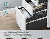 SONGMICS OFC032WG01 – stalowy kontener biurowy na kółkach, 3 szuflady, biały – zdjęcie 4
