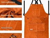 LeaSeek – skórzany fartuch spawalniczy z 6 kieszeniami, 61 x 106 cm – zdjęcie 2
