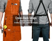 LeaSeek – skórzany fartuch spawalniczy z 6 kieszeniami, 61 x 106 cm – zdjęcie 3