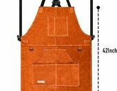 LeaSeek – skórzany fartuch spawalniczy z 6 kieszeniami, 61 x 106 cm – zdjęcie 4