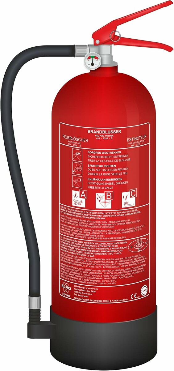 Elro FEP6KG – gaśnica proszkowa 6 kg ABC z uchwytem