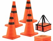WilTec 65835 – 4 składane pachołki drogowe 45 cm z odblaskami i torbą – zdjęcie 1