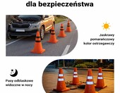 WilTec 65835 – 4 składane pachołki drogowe 45 cm z odblaskami i torbą – zdjęcie 4