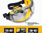 Dewalt DPG82-11C – gogle ochronne z powłoką przeciwmgielną, przezroczyste – zdjęcie 2