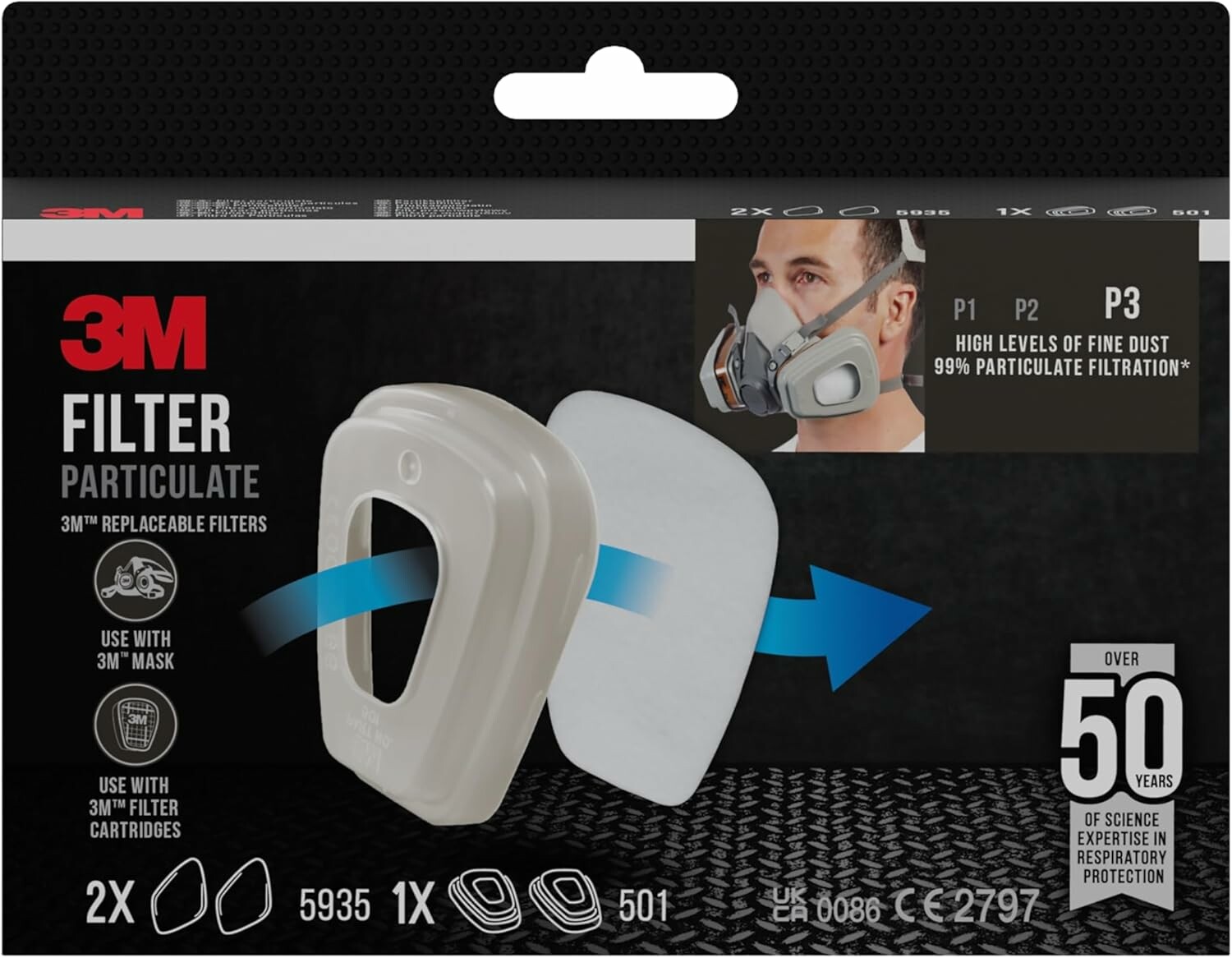 3M 5935PRO2 – filtry cząstek stałych P3 do półmasek 3M, 1 para