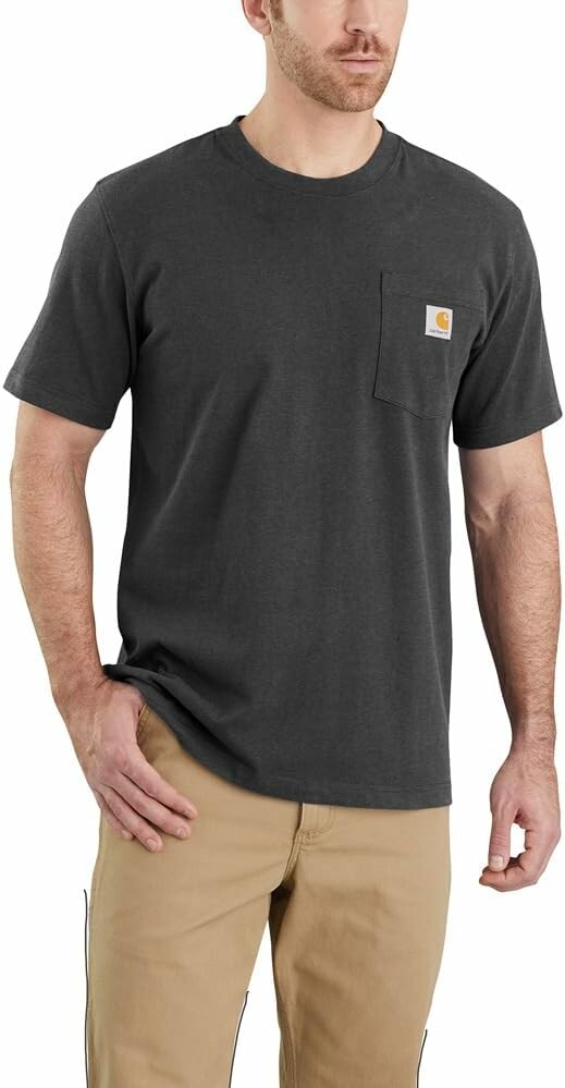 Carhartt K87 – męska koszulka robocza z kieszenią, antracytowy melanż