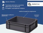 1a-TopStore pojemnik magazynowy Eurobox 40x30x12 cm 10 l – skrzynka z polipropylenu, szary – zdjęcie 3