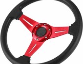 Yosoo Health Gear sportowa kierownica 350 mm – uniwersalna, płaska, czerwona – zdjęcie 1