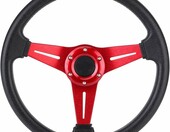Yosoo Health Gear sportowa kierownica 350 mm – uniwersalna, płaska, czerwona – zdjęcie 3