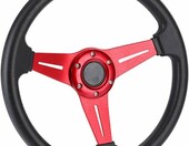 Yosoo Health Gear sportowa kierownica 350 mm – uniwersalna, płaska, czerwona – zdjęcie 4