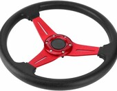 Yosoo Health Gear sportowa kierownica 350 mm – uniwersalna, płaska, czerwona – zdjęcie 5