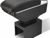 Ejoyous uniwersalny podłokietnik samochodowy ze schowkiem i USB – konsola środkowa, czarny – zdjęcie 1