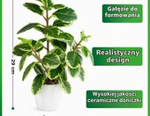 PASCH sztuczna kamelia w białej doniczce ceramicznej 29 cm – kompozycja kwiatowa – zdjęcie 4