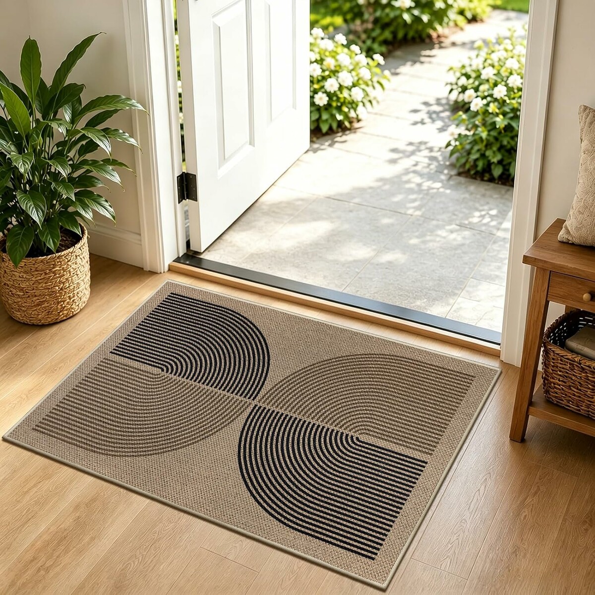 Capslpad wycieraczka pod drzwi 50 x 80 cm – antypoślizgowa mata w stylu juty, do prania
