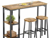 Bealife zestaw barowy stół 120 cm i 2 stołki – industrialny, retro – zdjęcie 1
