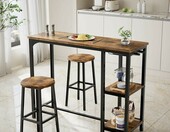 Bealife zestaw barowy stół 120 cm i 2 stołki – industrialny, retro – zdjęcie 2
