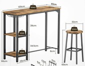 Bealife zestaw barowy stół 120 cm i 2 stołki – industrialny, retro – zdjęcie 3