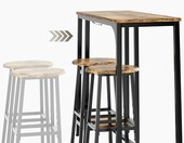 Bealife zestaw barowy stół 120 cm i 2 stołki – industrialny, retro – zdjęcie 5