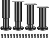 ANBEEISS regulowane nóżki meblowe 12–18 cm – 4 szt., czarne, stal – zdjęcie 1